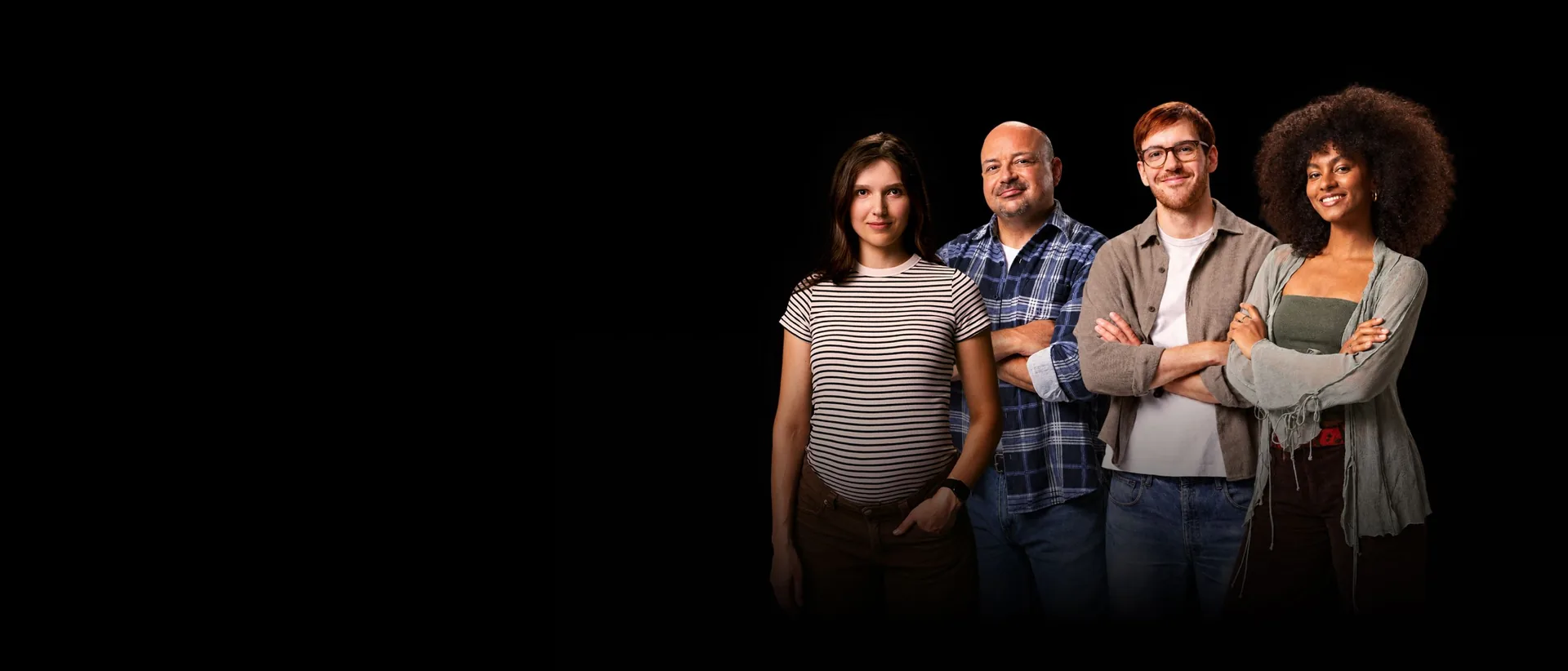 Vier Menschen unterschiedlichen Alters, Motiv der Kampagne Deutschland macht Rente